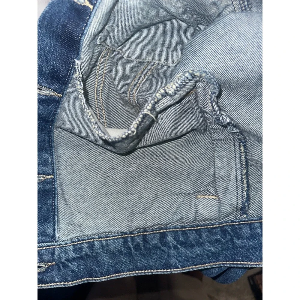 Lucky Brand Denim Jacket Embellished Star Applique Blue Jean Womens size large - Picture 10 of 12